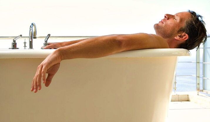 A man takes a bath with soda