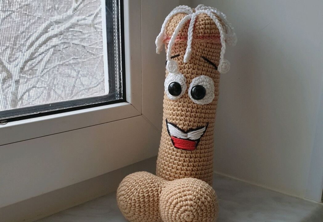 Knitted toys symbolize enlarged penis